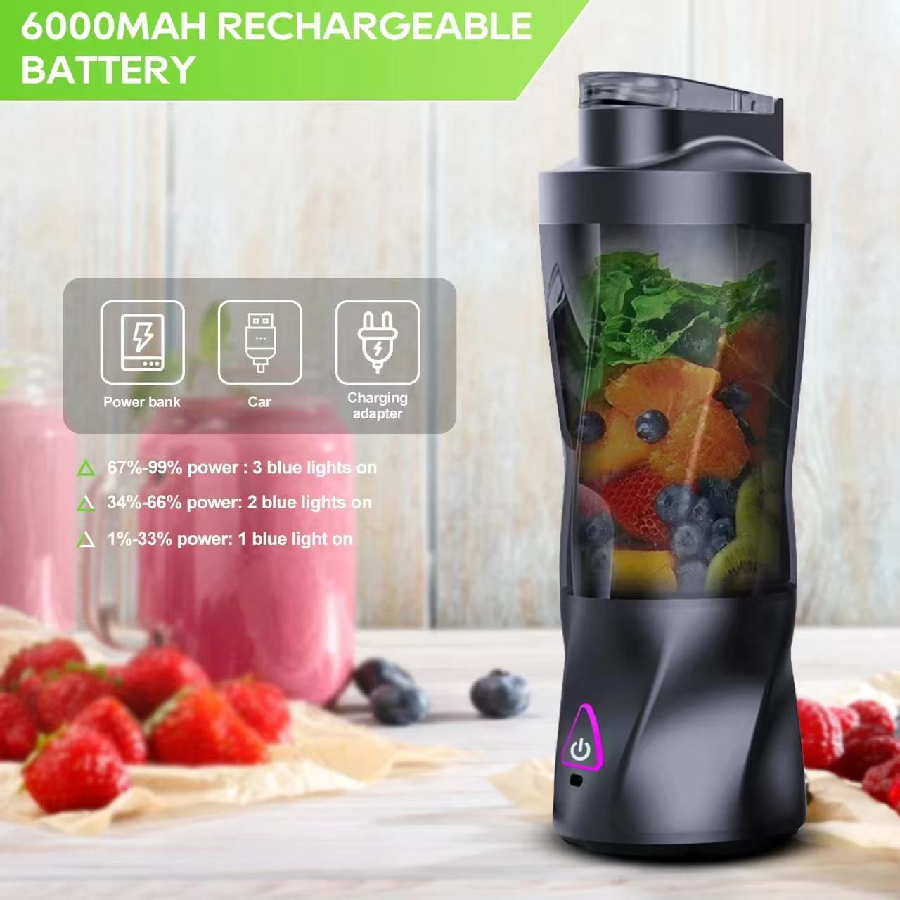 Portable Blender Usb Rechargeable - เครื่องคั้นน้ำผลไม้ไฟฟ้าแบบพกพา 700 มล. ชาร์จผ่าน USB เครื่องปั่นอเนกประสงค์สำหรับผลไม้สด