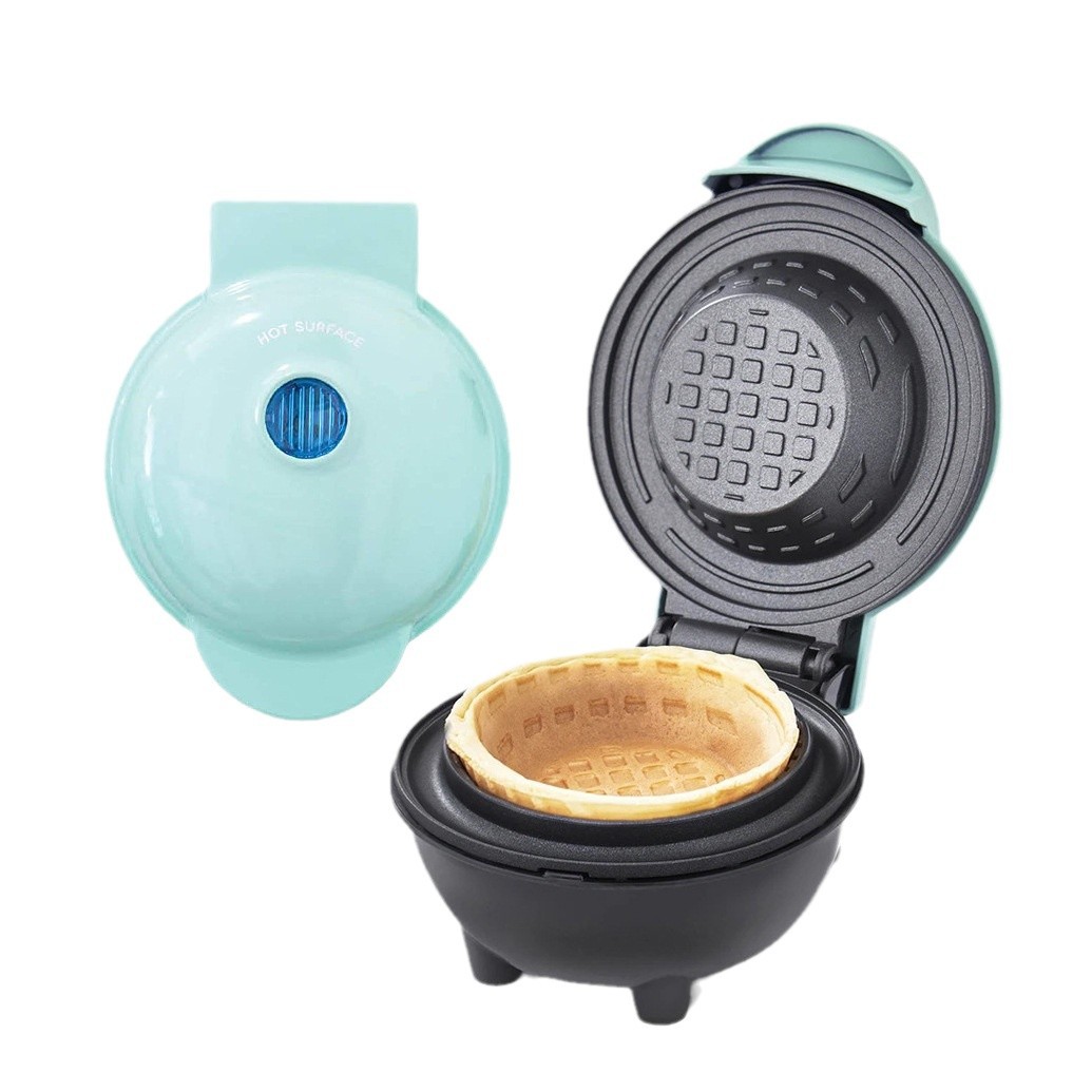 Mini Waffle Maker Machine - เครื่องทำวาฟเฟิลชามขนาดเล็ก ไฟฟ้า เคลือบสารกันติด เครื่องอบอาหารเช้า สำหรับทำชามไอศกรีม ชามทาโก้
