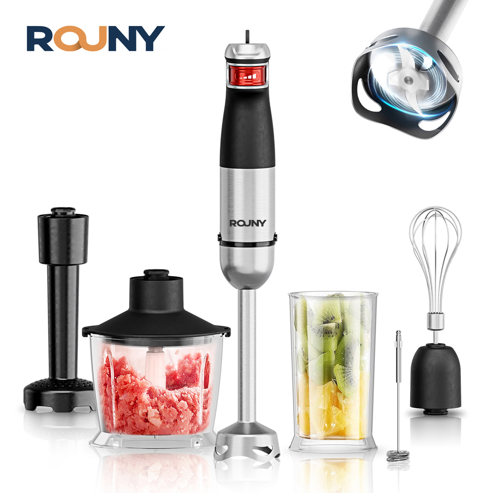 Immersion Hand Blender Set - เครื่องปั่นมือถือไฟฟ้า 6-in-1 อเนกประสงค์, ใบมีดสแตนเลส, สำหรับบ้านและครัว, กำลังไฟสูงสุด