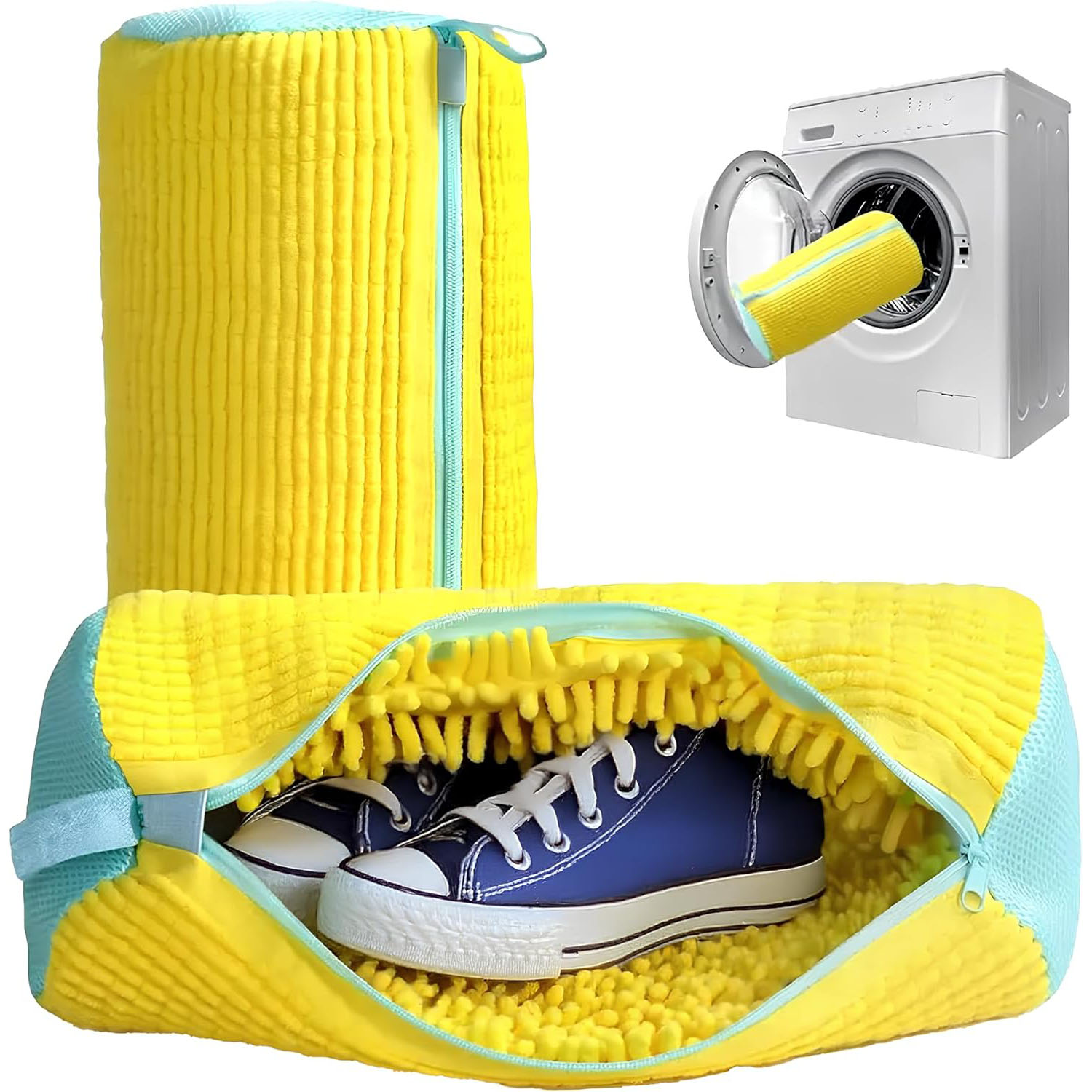 Laundry - ถุงซักรองเท้าแบบตาข่ายบุผ้า 1 ชิ้น ป้องกันรองเท้าเสียหาย ใยโพลีเอสเตอร์เนื้อนุ่ม สำหรับซักผ้าในเครื่องซักผ้า