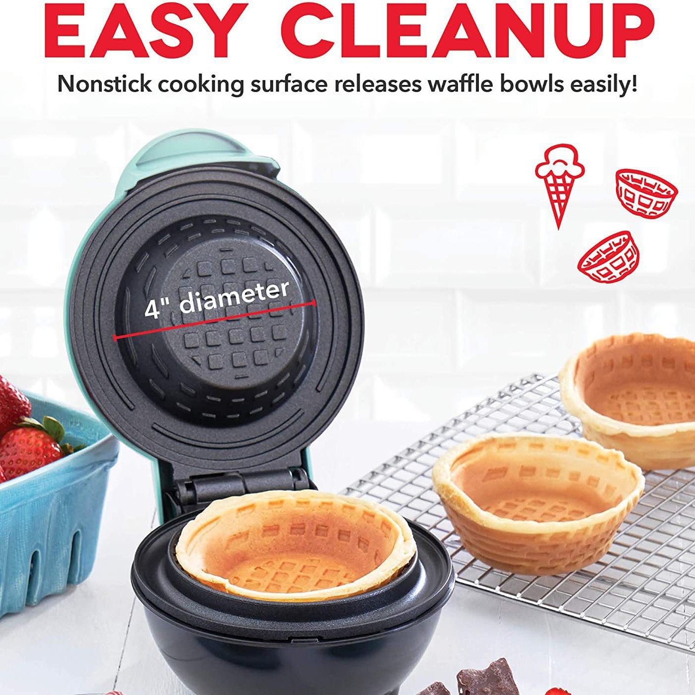 เครื่องทำวาฟเฟิลชามขนาดเล็ก ไฟ - Mini Waffle Maker Machine บทวิจารณ์และราคา